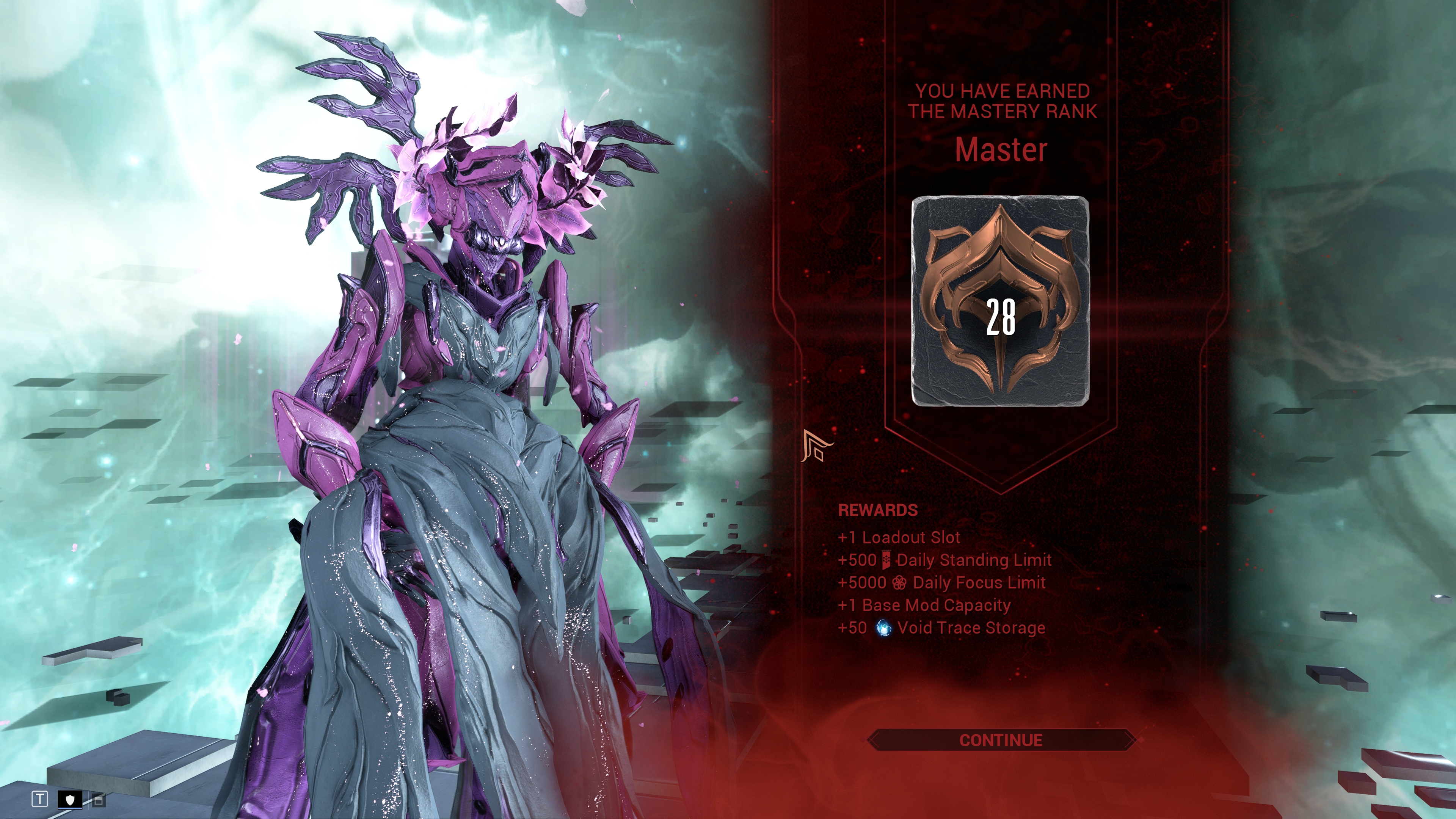 I finally got to Mastery Rank 28 in Warframe today!